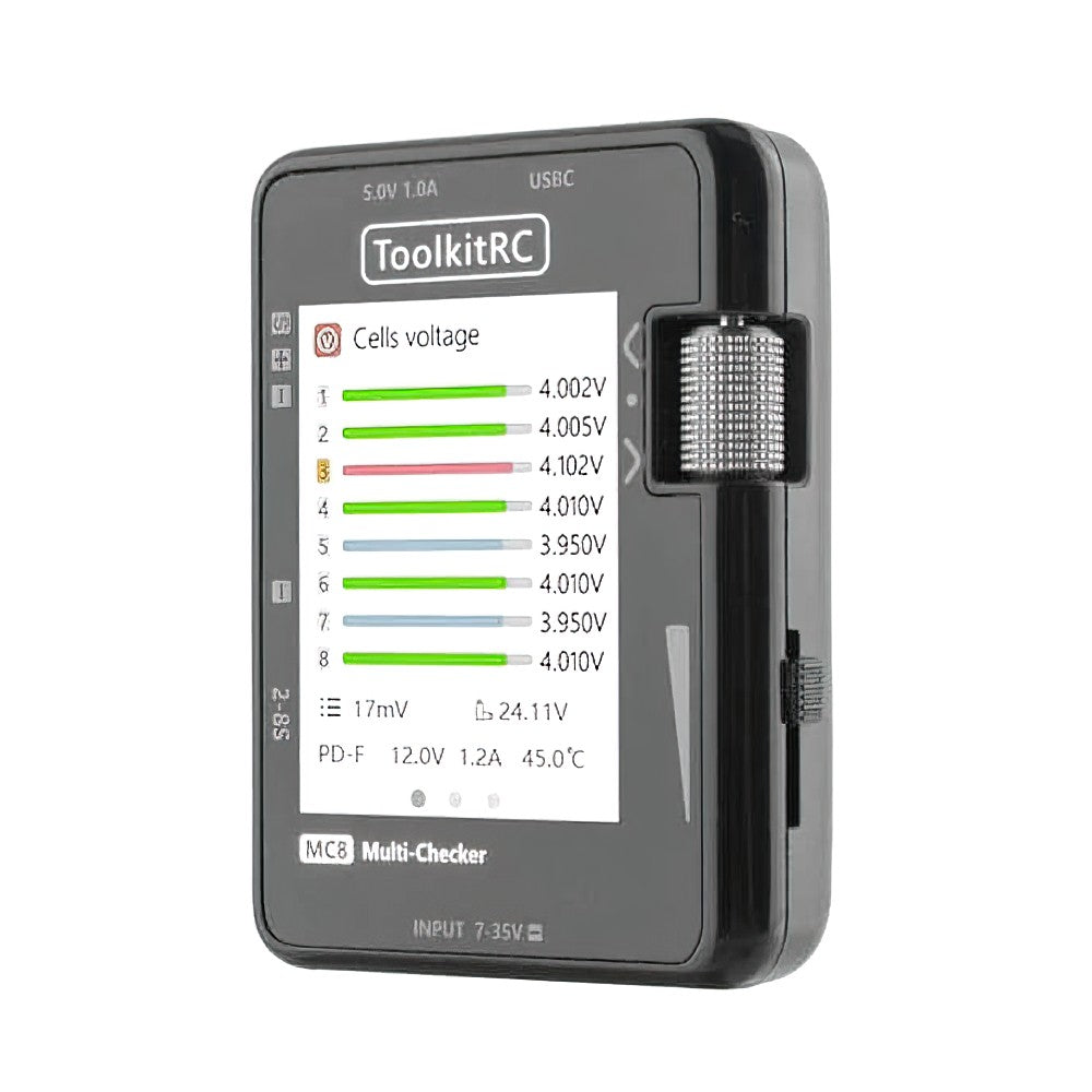 ToolkitRC MC8 Multi-Functional 2-8S Battery Checker – RC Mumbai