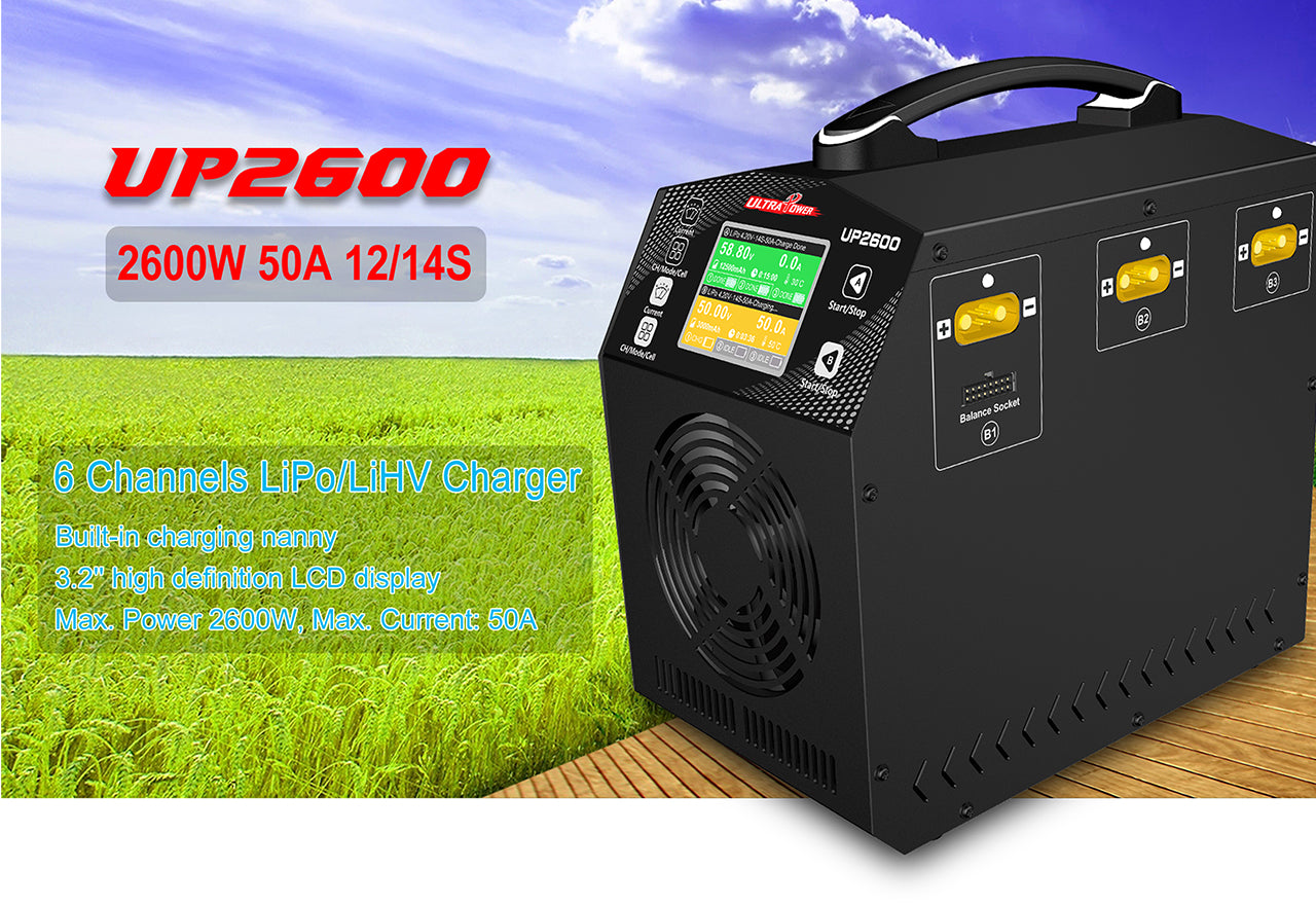 UP2600 2600W 50A 12-14S Intelligent LiPo/LiHV Battery UAV Drone Charger