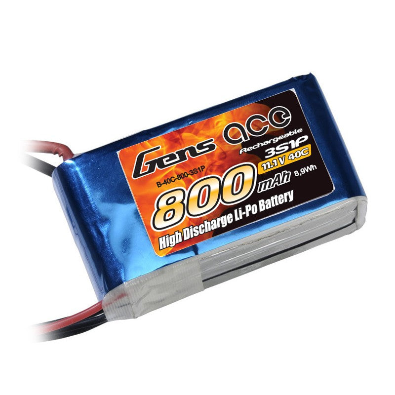 Gens ace 800mAh 11.1V 40C 3S1P Lipo Battery with jst connector
