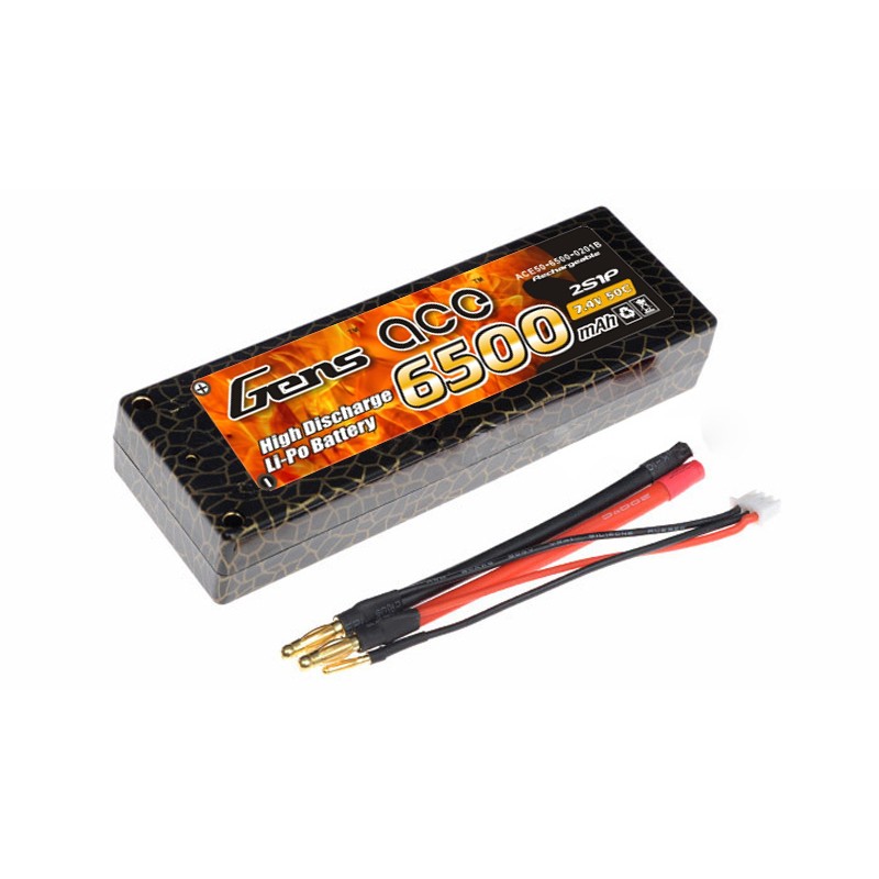 Gens ace 6500mAh 7.4V 50C 2S1P HardCase Lipo Battery 10#(EFRA approved) with deans connector