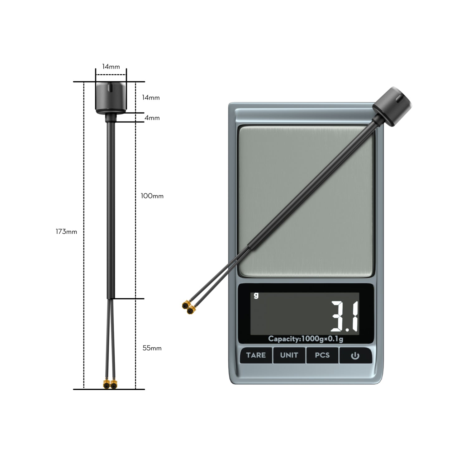 Flywoo Bipolar Dual  5.8GHz  U.FL Antenna for DJI O4 Pro and O3 – 150mm