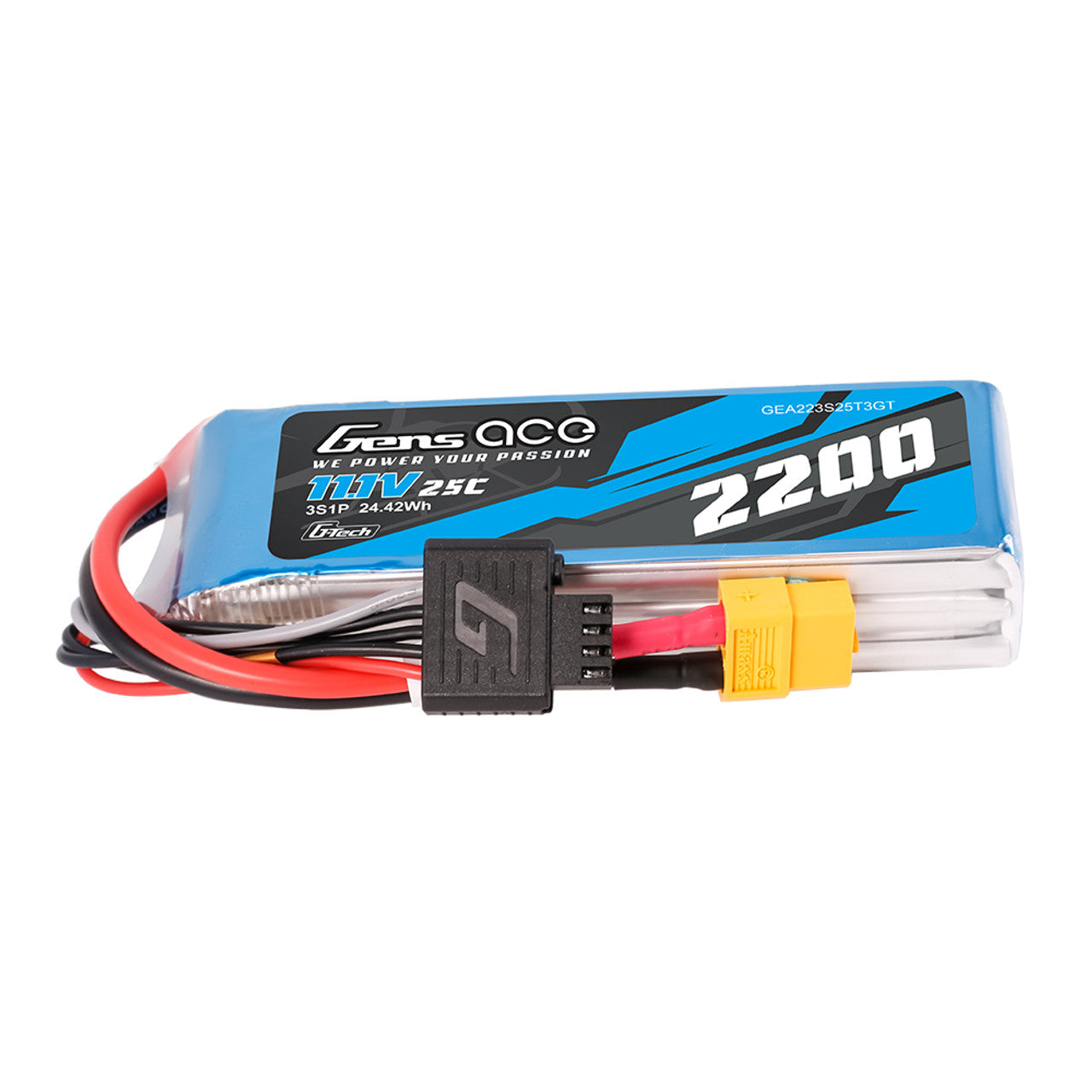 Gens Ace 2200mAh 3S 11.1V 25C G-Tech LiPo Battery with XT60 connector
