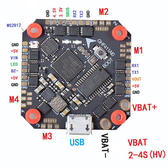JHEMCU Toothpick AIO F4 Flight Controller 30A 2-4S GHF411