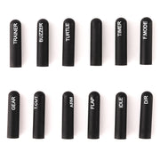 12pcs Labeled Silicon Switch Cover Set - Black, Long