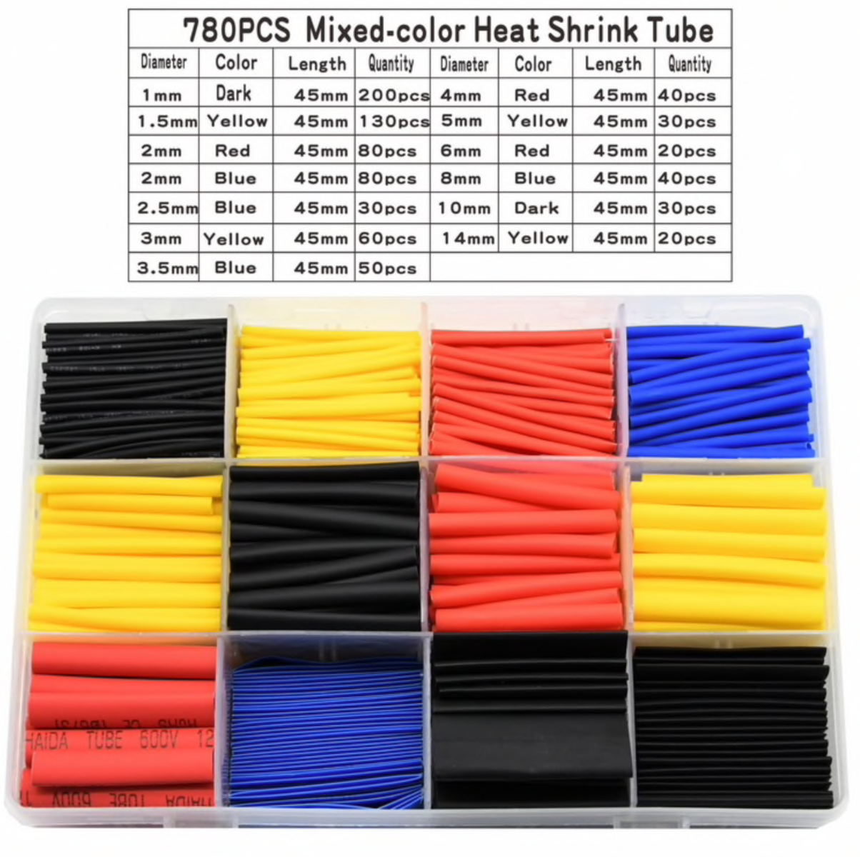 HEAT SHRINK TUBE SET 780 PCS