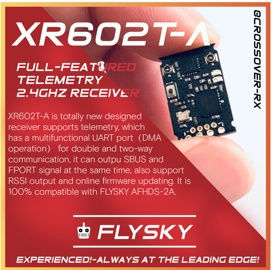 CROSSOVER RX XR602T-A(AFHDS-2A FLYSKY) SBUS/FPORT/RSSI/Full-RFPower/TELEM/D-ANT MicroFPVRX