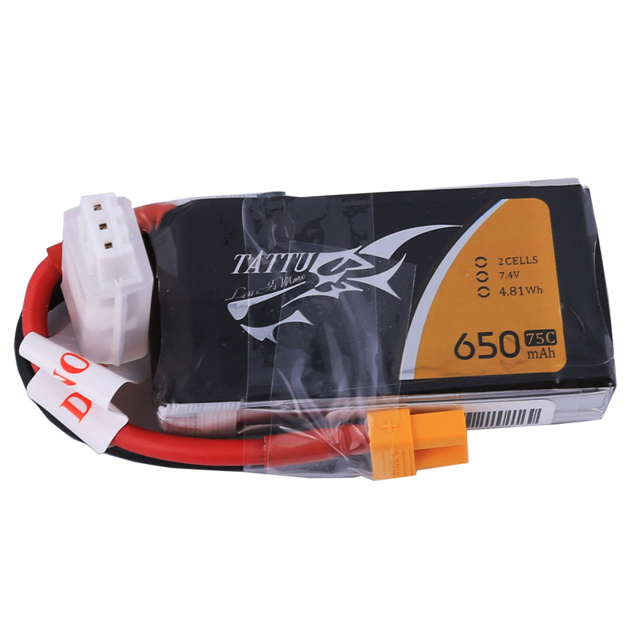 Tattu 650mAh 2S 75C LiPo Battery with XT30 connector for micro FPV and toothpick drones