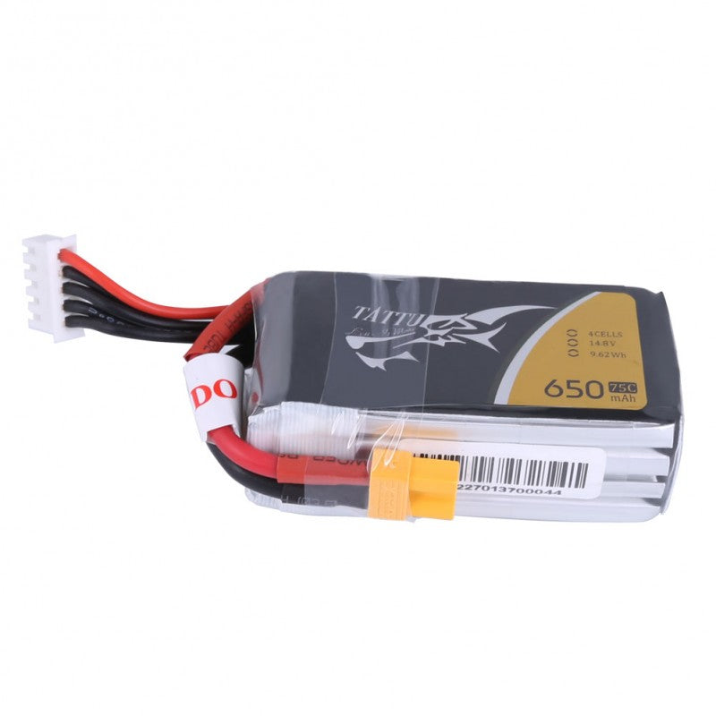 Tattu 650mAh 4S 14.8V 75C LiPo Battery Pack with XT30 Plug