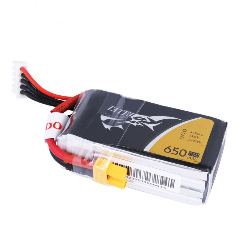 Tattu 650mAh 4S 14.8V 75C LiPo Battery with XT30 Plug