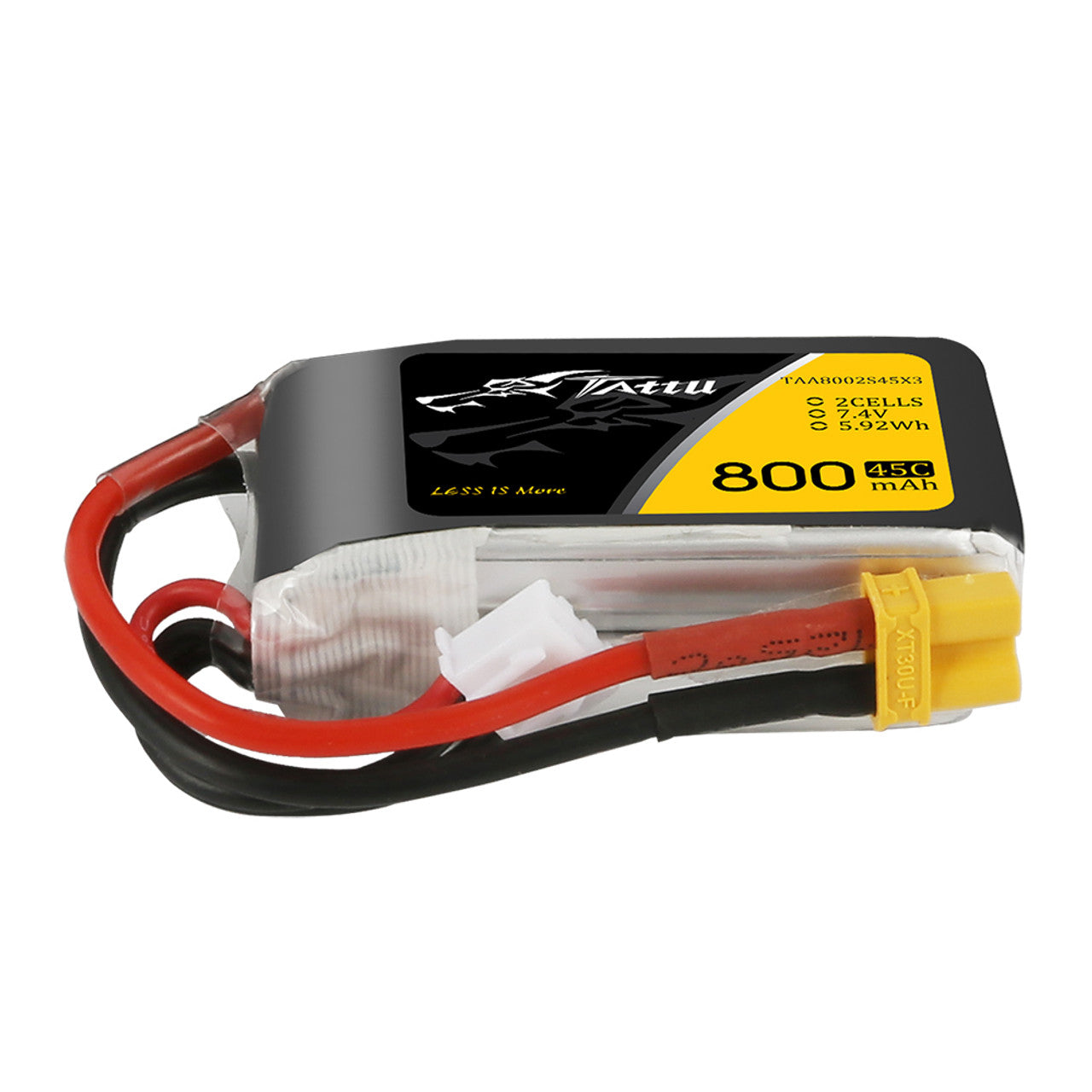 Tattu 800mAh 2S 7.4V 45C LiPo Battery with XT30 Plug