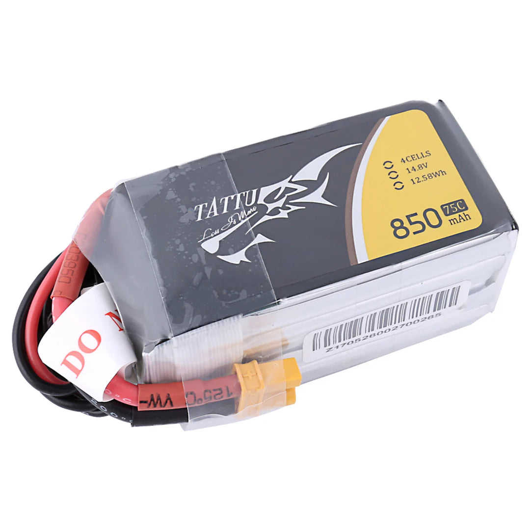 Tattu 850mAh 4S 75C LiPo Battery – XT30 Plug (Lightweight FPV Power)