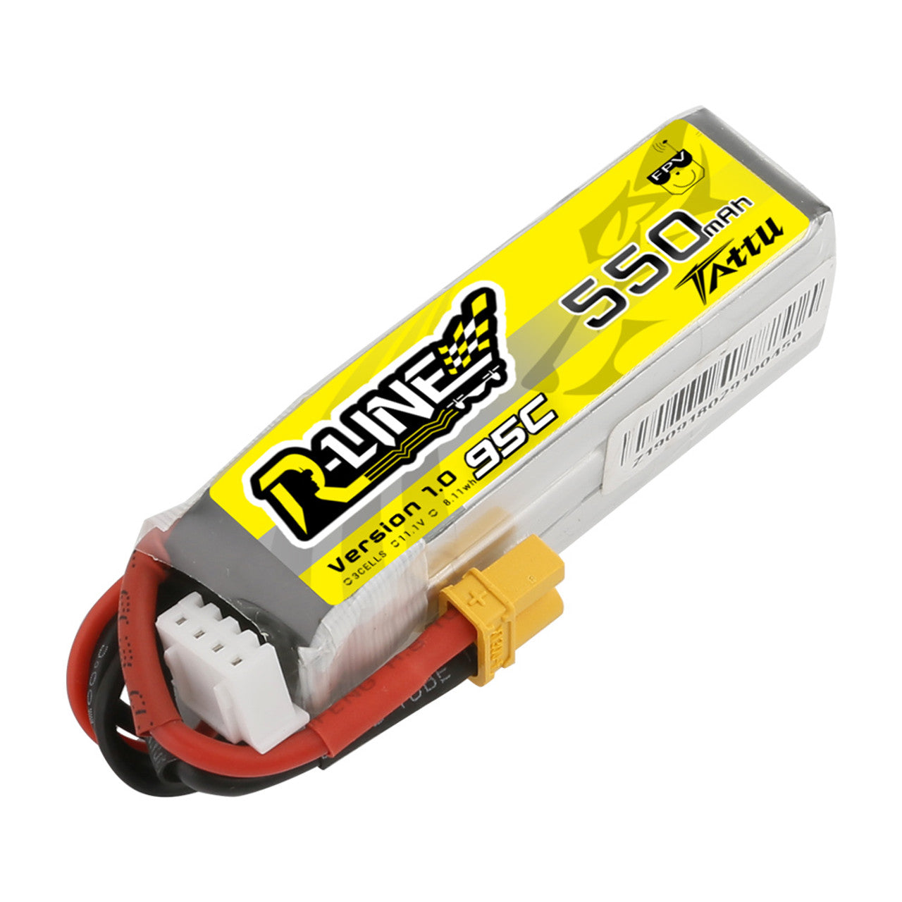 Tattu R-Line 550mAh 3S 95C LiPo Battery – XT30 Plug (FPV Racing)