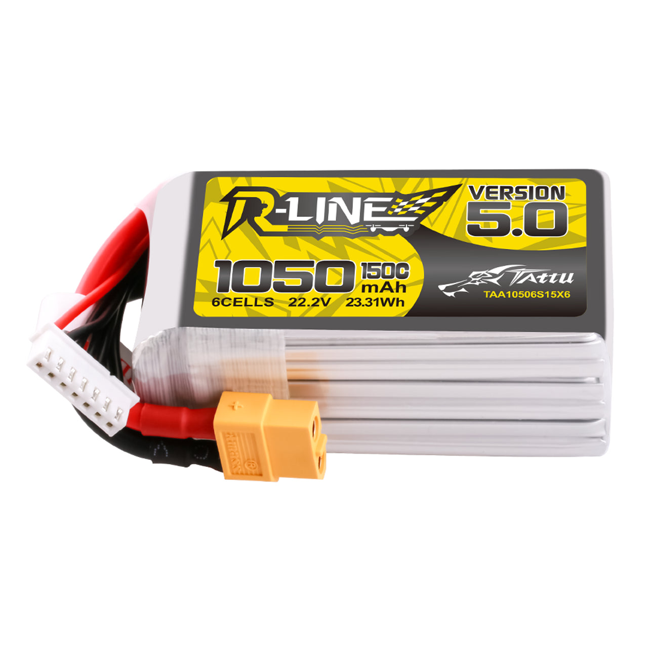 Tattu R-Line Version 5.0 1050mAh 6S 22.2V 150C LiPo Battery with XT60 Plug