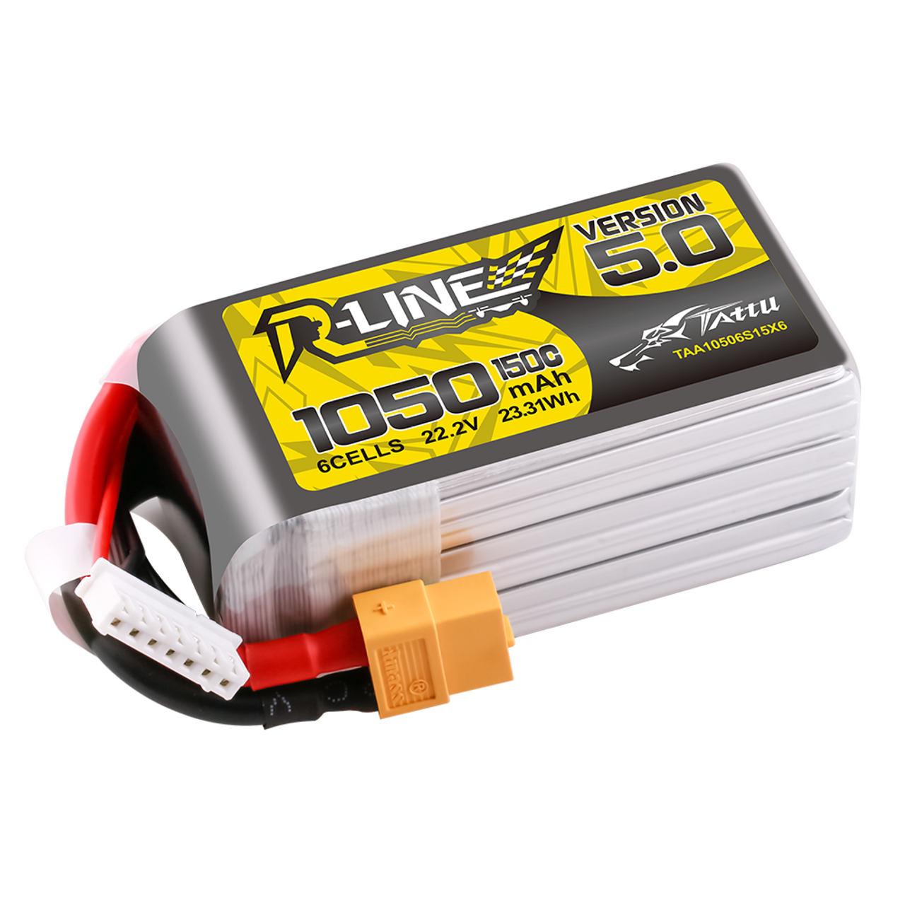 Tattu R-Line Version 5.0 1050mAh 6S 22.2V 150C LiPo Battery with XT60 Plug