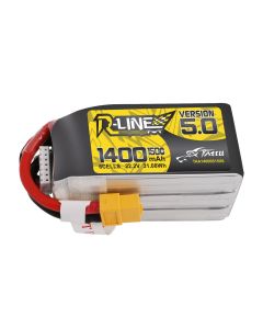 Tattu R-Line Version 5.0 1400mAh 22.2V 150C 6S1P Lipo Battery Pack With XT60 Plug